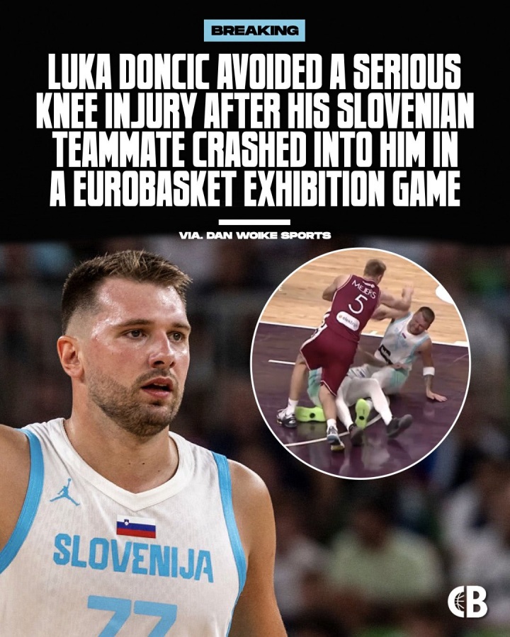 被队友压倒在地！Stein：东契奇右膝挫伤 并不严重